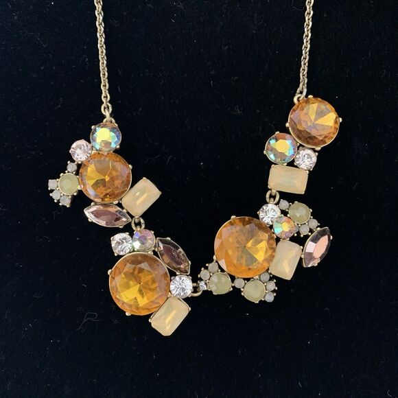 J.CREW LOT of 5 STATEMENT NECKLACES All Wearable Gold Tone Rhinestone Bling - Picture 6 of 8